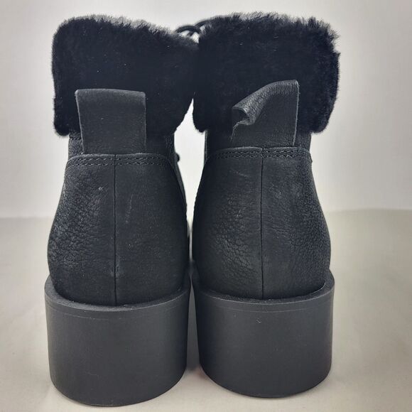 Eileen Fisher Kenille Genuine Shearling Trim Wedge Bootie Black Size 8 - Picture 7 of 11